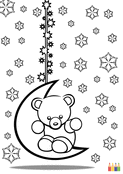 Teddy ours sur une lune &eacute;toil&eacute;e &agrave; colorier